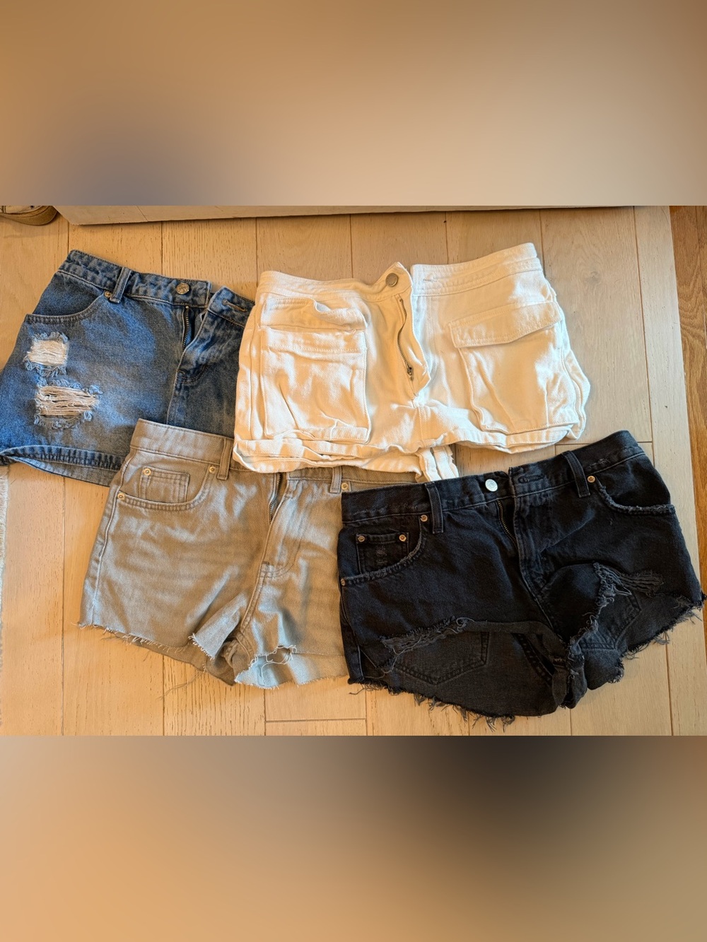 Casual Women's Denim Skirts Shorts - White, Blue, Black, Tan